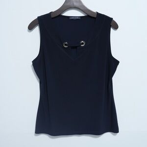 Tommy Hilfiger Sleeveless Navy Top with Decorative Grommet Detail